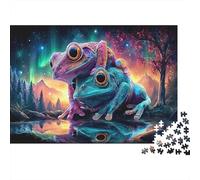 1000 Pièces Puzzle Grenouille Flèche Empoisonnée en Carton Premium - Adolescents 12-18, Grenouille Bleu-Vert Bord Eau, Débutants, 70x50cm