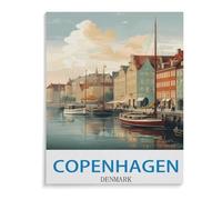 1000 Pièces Puzzle, Image De Puzzle en Carton pour Adultes,Poster de Voyage Vintage Copenhague Danemark,Jeux De Jouets Décontractés pour Adultes Et Adolescents Très Difficiles(75x50cm)-C65