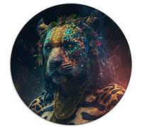 1000 Pièces Puzzle Jeu Léopard Puzzle Rond pour Adultes et Enfants Puzzles en Carton Jouet Décoration Murale (Taille 67.5x67.5cm)