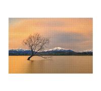 1000 Pièces Puzzle Lueur matinale du lac Wanaka pour Adultes Et Adolescents EnfFourmis Puzzles sur Planche De Bois Cadeau （75×50cm）