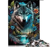 1000 Pièces Puzzle Mandala Jungle Loup Puzzle pour Adultes Puzzles en Bois pour Le Plaisir en Famille Et La Nuit De Jeu (Taille 50x75cm)