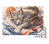 1000 Pièces Puzzle Mini pour Adolescents Lynx Soleil Ornement Loisirs | 38x26cm Carton Débutants Décoration Salon Découpe Précise Détente