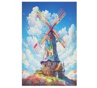 1000 Pièces Puzzle Moulin à Vent coloré pour Adultes Et Adolescents Enfants Puzzles sur Planche De Bois Cadeau （78×53cm）
