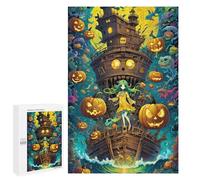 1000 pièces puzzle pour adolescents Halloween Ship avec fille puzzle adolescent jouets anti-stress vacances maison passe-temps défi éducatif 1000 pièces