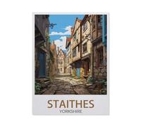 1000 Pièces Puzzle pour Adultes,Staithes Travel Poster,Yorkshire Street,1000 Pièces Puzzle Éducatif Intellectuel Décompression Amusant Jeu De Famille(38x26cm)-AO59