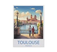 1000 Pièces Puzzle pour Enfants Adultes Jouet，Affiche de Voyage Vintage de Toulouse, France，Jeu Intellectuel Jeu Éducatif pour Adulte Enfant Stress Décoration De La Maison Puzzles（50x70cm）-AT9
