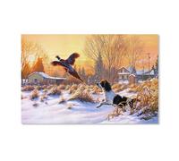 1000 Pièces Puzzle pour Enfants Adultes Jouet，Chien Chassant Le Faisan dans La Neige，Jeu Intellectuel Jeu Éducatif pour Adulte Enfant Stress Décoration De La Maison Puzzles（38x26cm）-D94
