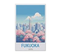 1000 Pièces Puzzle pour Enfants Adultes Jouet,Fukuoka Poster Vintage de Voyage Japonais,Jeu Intellectuel Jeu Éducatif pour Adulte Enfant Stress Décoration De La Maison Puzzles(50x70cm)-F34