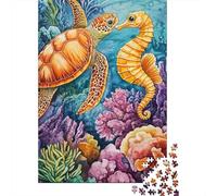 1000 Pièces Puzzle pour Famille Tortue Hippocampe Corail Loisir
