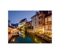 1000 Pièces Puzzle,Restaurants sur Le Bord de la Lauch, Petite Venise, Colmar，Jeux De Jouets Décontractés pour Adultes Et Adolescents Très Difficiles（75x50cm）-AU61
