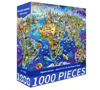 1000 pièces Puzzle thématique des monuments du monde, taille 70 cm x 50 cm, paysage de peinture à l'huile, soulagement du stress pour adultes, art décoratif, choix de cadeau parfait (Saint-Valentin, a
