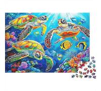 1000 pièces Puzzle Tortue Océan pour Adultes en Papier épais Jeu Brainstorming Monde sous-Marin Puzzle Décoration Murale 38x26cm/1000pcs