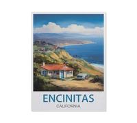 1000 Pièces Puzzles Adultes Adolescents Enfants Education,Affiche de Voyage Vintage d'Encinitas en Californie,Unique Parfaitement Classique Éducation Super Hard Anniversaire Cadeau(38x26cm)-AY26