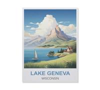 1000 Pièces Puzzles Adultes Adolescents Enfants Education,Lac Geneva Wisconsin,Unique Parfaitement Classique Éducation Super Hard Anniversaire Cadeau(38x26cm)-ET36