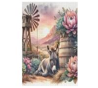1000 Pièces Puzzles De Âne pour Adultes Enfants Puzzle en Bois Jeux Éducatifs, Jeu Familial Amusant (78×53cm)