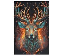 1000 Pièces Puzzles De Cerf Fire Water pour Adultes Enfants Puzzle en Bois Jeux Éducatifs, Jeu Familial Amusant 78×53cm