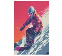 1000 Pièces Puzzles De Snowboard pour Adultes Enfants Puzzle en Bois Jeux ÉduChatifs, Jeu Familial Amusant （78×53cm）