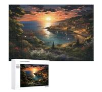 1000 Pièces Puzzles De Sunset Over The Harbour pour Adultes Enfants Puzzle en Bois Jeux ÉduChatifs, Jeu Familial Amusant （75×50cm）