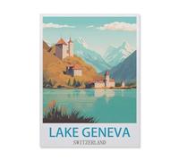 1000 Pièces Puzzles Drôles，Lac Léman Suisse，Adultes Puzzle en Papier Image, Adulte Après Le Travail Soulager Le Stress Jouets（38x26cm）-FD66