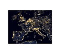 1000 Pièces Puzzles Drôles，Lumières des Villes sur Une Carte du Monde, Europe, NASA，Adultes Puzzle en Bois Image, Adulte Après Le Travail Soulager Le Stress Jouets（75x50cm）-B14