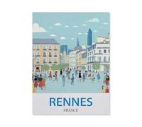 1000 Pièces Puzzles Drôles，Rennes, France，Adultes Puzzle en Bois Image, Adulte Après Le Travail Soulager Le Stress Jouets（75x50cm）-Q6