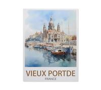 1000 Pièces Puzzles Drôles,Vieux Port De France,Adultes Puzzle en Bois, Jouets Éducatifs pour Enfants Joli Cadeau(75x50cm)-AW72