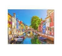 1000 Pièces Puzzles，Maisons colorées de l’île de Burano, Province de Venise, Italie，Jeu De Puzzle Oeuvre pour Adultes Adolescents Jouant À La Maison Divertissement Jouets Décor À La Maison-J41