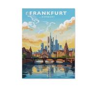 1000 Pièces Puzzles pour Adultes,Affiche de Voyage Vintage de Francfort en Allemagne,Défi Puzzles pour Enfants Éducation Jouets Jeu pour Bricolage Décoration Murale(50x70cm)-BG54