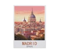 1000 Pièces Puzzles pour Adultes，Affiche de Voyage Vintage de Madrid en Espagne，Puzzles pour Enfants Jouets Éducatifs Jeu Papier Matériel HD Impression Affiche Bricolage（50x70cm）-AT10