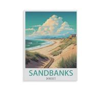 1000 Pièces Puzzles pour Adultes，Affiche de Voyage Vintage de Sandbanks dans Le Dorset，Puzzles pour Enfants Jouets Éducatifs Jeu Papier Matériel HD Impression Affiche Bricolage（38x26cm）-AF86