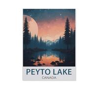 1000 Pièces Puzzles pour Adultes，Affiche de Voyage Vintage du lac Peyto au Canada，Défi Puzzles pour Enfants Éducation Jouets Jeu pour Bricolage Décoration Murale（75x50cm）-BD74