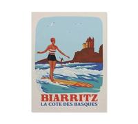 1000 Pièces Puzzles pour Adultes,Affiche de Voyage Vintage en France Biarritz Côte Basque Surf,Enfants Papier Puzzle Jeu Éducatif Jouets Éducatifs(38x26cm)-BM64