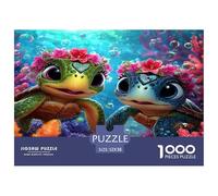 1000 Pièces Puzzles pour Adultes Animaux Marins Aimer Les Tortues, Jeu Impossible, Adultes 14 Ans Et Plus, Décoration De La Maison 52x38cm/1000pcs