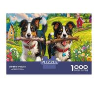 1000 Pièces Puzzles pour Adultes Chien bergers Deux Border Collie, Jeu Impossible, Qualité Supérieure, pour Adultes Enfants 70x50cm/1000pcs