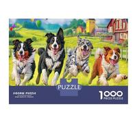 1000 Pièces Puzzles pour Adultes Enfants Chien bergers Running Border Collies, Casse-tête Impossible Dur Difficile, Adultes 14 Ans Et Plus, Adulte Classique Puzzle 52x38cm/1000pcs