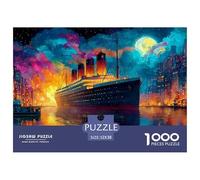 1000 Pièces Puzzles pour Adultes Enfants Titanic Art Retro Ship, Casse-tête Impossible Dur Difficile, Qualité Supérieure, Décoration De La Maison 52x38cm/1000pcs