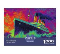 1000 Pièces Puzzles pour Adultes Enfants Titanic Art Retro Ship, Casse-tête Impossible Dur Difficile, pour Adultes Enfants, Qualité Supérieure 52x38cm/1000pcs