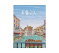 1000 Pièces Puzzles pour Adultes Puzzle，Affiche de Voyage Vintage d'Annecy en France，Enfant Papier Matériel Intellectua Famille Jeux Anti-Stress Jouet Bricolage Cadeau d'anniversaire（38x26cm）-BN13