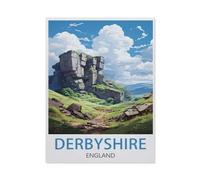 1000 Pièces Puzzles pour Adultes Puzzle，Affiche de Voyage Vintage Derbyshire Angleterre，Enfant Papier Matériel Intellectua Famille Jeux Anti-Stress Jouet Bricolage Cadeau d'anniversaire（38x26cm）-AL31