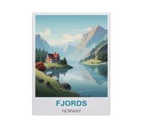 1000 Pièces Puzzles pour Adultes Puzzle，Affiches de Voyage Vintage des Fjords de Norvège，Enfant PaperMaterial Intellectua Jeux De Famille Stress Reliever Jouet DIY Cadeau d'anniversaire（38x26cm）-CA32