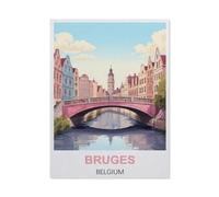 1000 Pièces Puzzles pour Adultes Puzzle，Affiches Vintage de Voyage de Bruges, Belgique，Enfant PaperMaterial Intellectua Jeux De Famille Stress Reliever Jouet DIY Cadeau d'anniversaire（75x50cm）-BW12