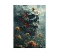1000 Pièces Puzzles pour Adultes Puzzle，Tête de Mort dans la fumée des Fleurs de Cannabis，Enfant PaperMaterial Intellectua Jeux De Famille Stress Reliever Jouet （75x50cm）-AF37