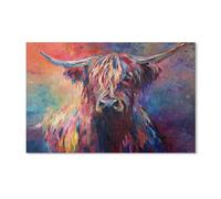 1000 Pièces Puzzles pour Adultes Puzzle,Vache colorée Peinture d'art de Vache des Highlands,Enfant Papier Matériel Intellectua Famille Jeux Anti-Stress Jouet Bricolage Cadeau d'anniversaire(50x70cm)-