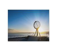 1000 Pièces Puzzles pour Adultes，Soleil de Minuit au Cap Nord, Norvège，Puzzles pour Enfants Jouets Éducatifs Jeu Bois Matériel HD Impression Affiche Bricolage（75x50cm）-O39