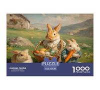 1000 Pièces Rabbit Puzzles Jeu De Puzzle Pièces Parfaitement Assorties Animal Mignon Casse-tête Qualité Premium pour Adultes Et Enfants À Partir De 12 Ans 52x38cm/1000pcs