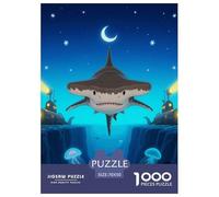 1000 Pièces Requin Papier Puzzle Divertissement Créatif Activités Familiales Stimulantes Féroces bêtes de mer Casse-tête Qualité Premium pour Adultes 70x50cm/1000pcs