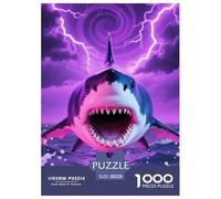 1000 Pièces Requin Papier Puzzle Jeu De Société Adulte Pièces Parfaitement Assorties Féroces bêtes de mer Casse-tête Qualité Premium pour Adultes 38x26cm/1000pcs