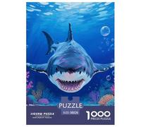 1000 Pièces Requin Puzzle Amusant Jeu De Puzzle Activités Familiales Stimulantes Féroces bêtes de mer Casse-tête Qualité Premium pour Adultes 38x26cm/1000pcs