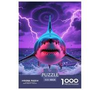 1000 Pièces Requin Puzzles Jeu De Puzzle Pièces Parfaitement Assorties Féroces bêtes de mer Puzzles Classiques Qualité Premium pour Adultes 38x26cm/1000pcs