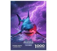 1000 Pièces Requin Puzzles Jeu De Société Adulte Activités Familiales Stimulantes Féroces bêtes de mer Casse-tête Qualité Premium pour Adultes 38x26cm/1000pcs